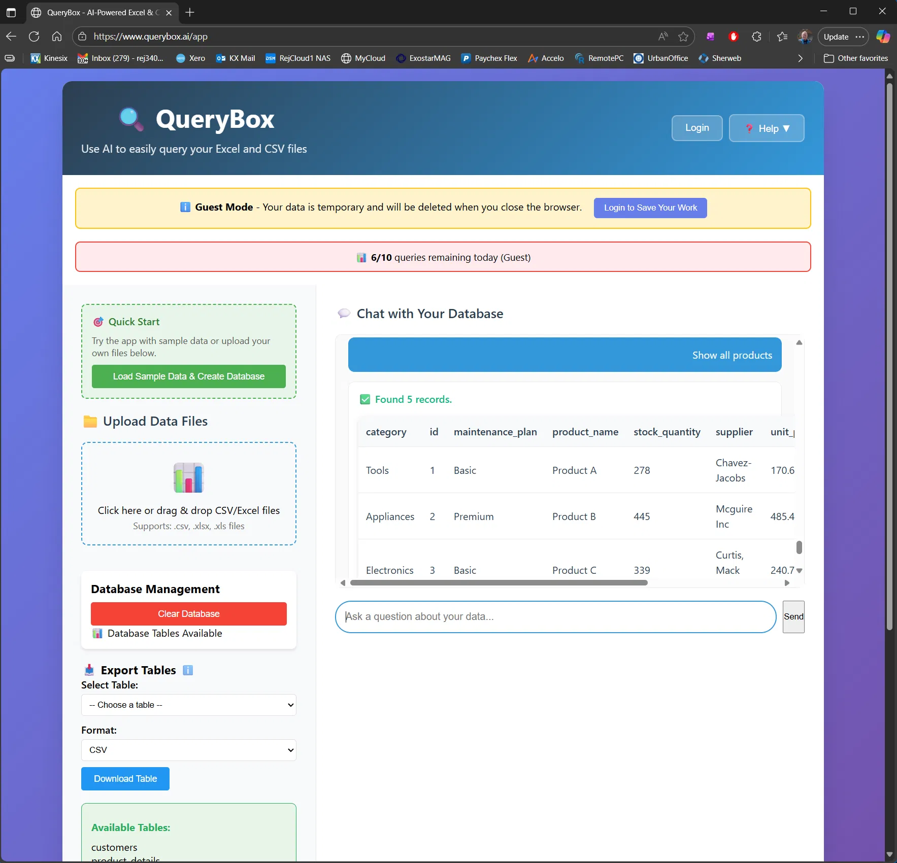 QueryBox screenshot