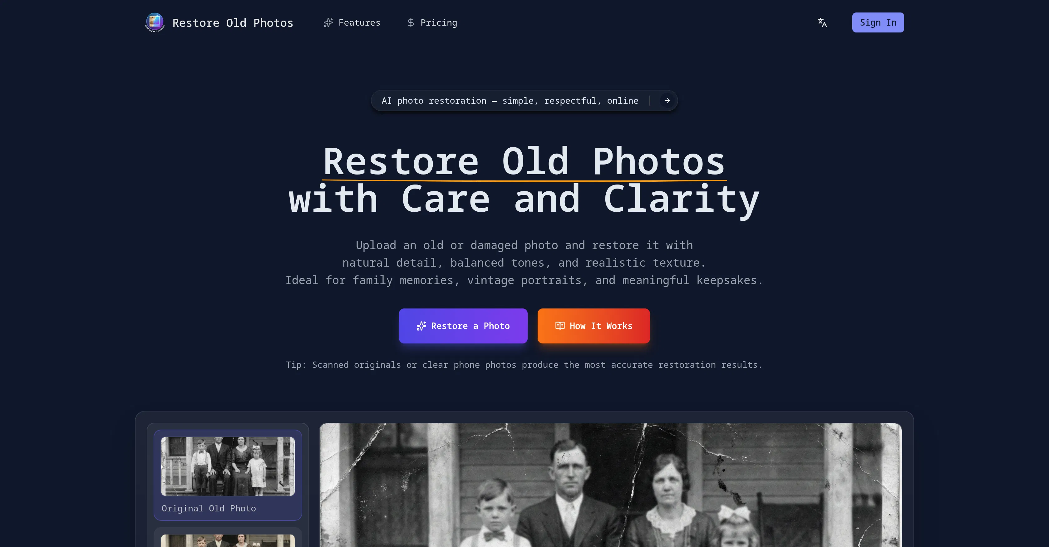 Restore Old Photos App screenshot