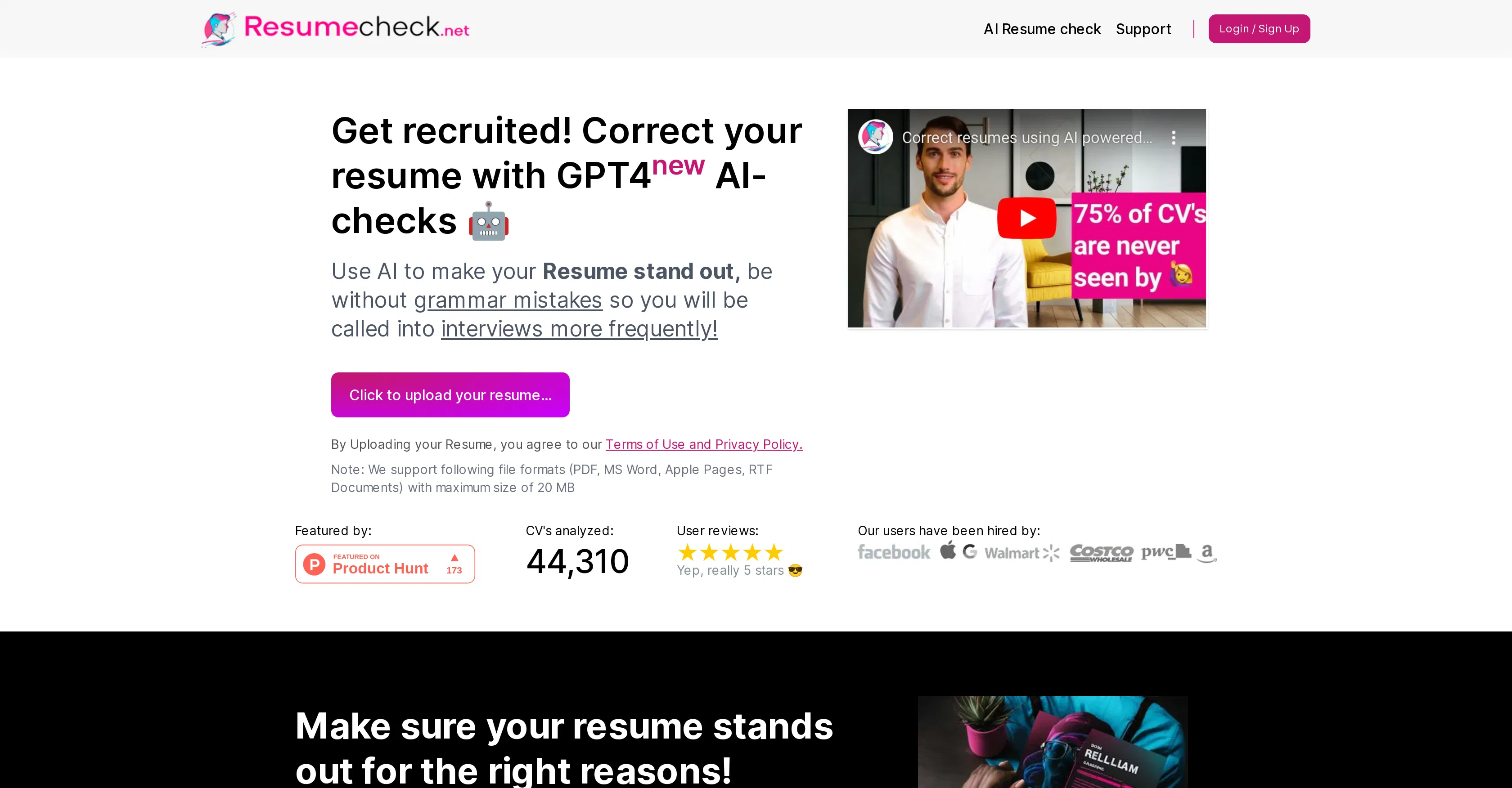 Resumecheck screenshot
