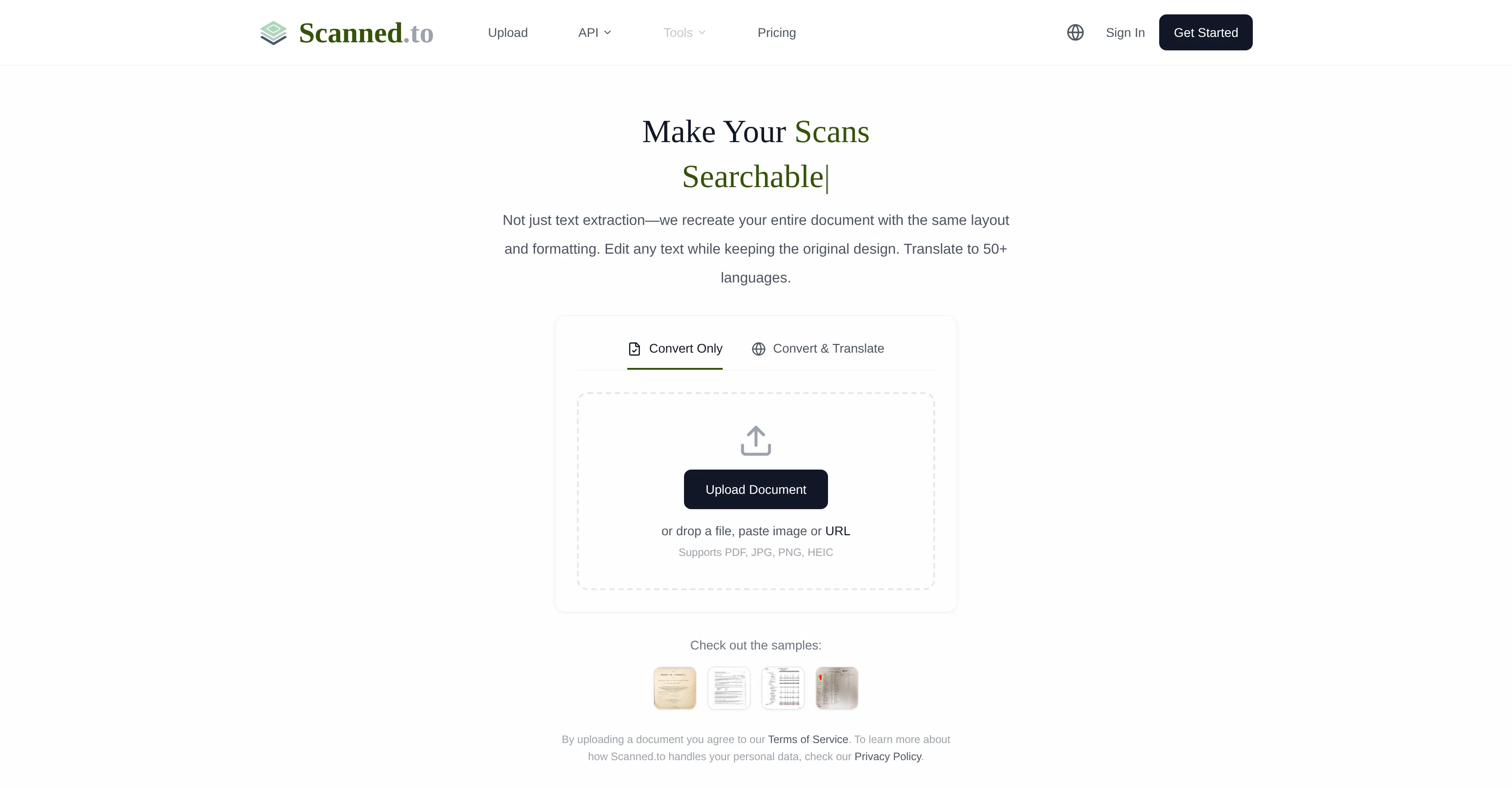 Scanned.to screenshot