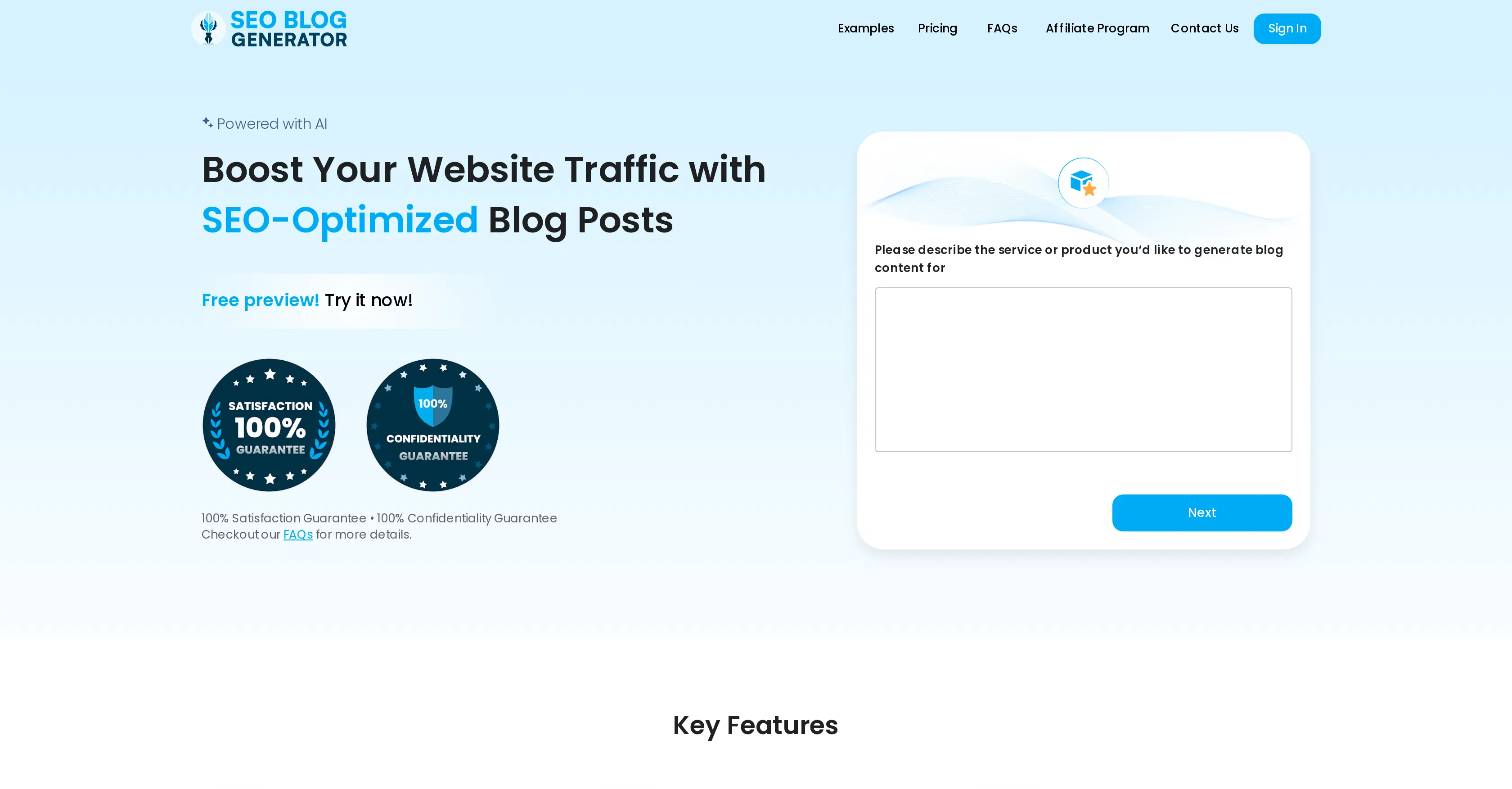 SEO Blog Generator screenshot