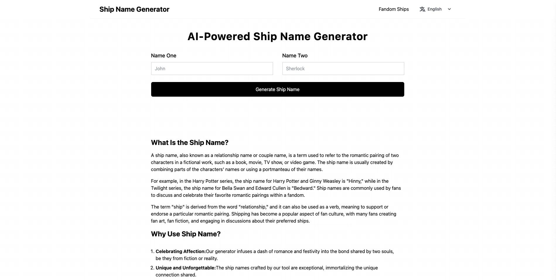 Ship Name Generator screenshot