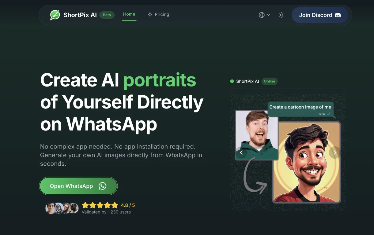 ShortPix AI: Your WhatsApp AI Artist screenshot