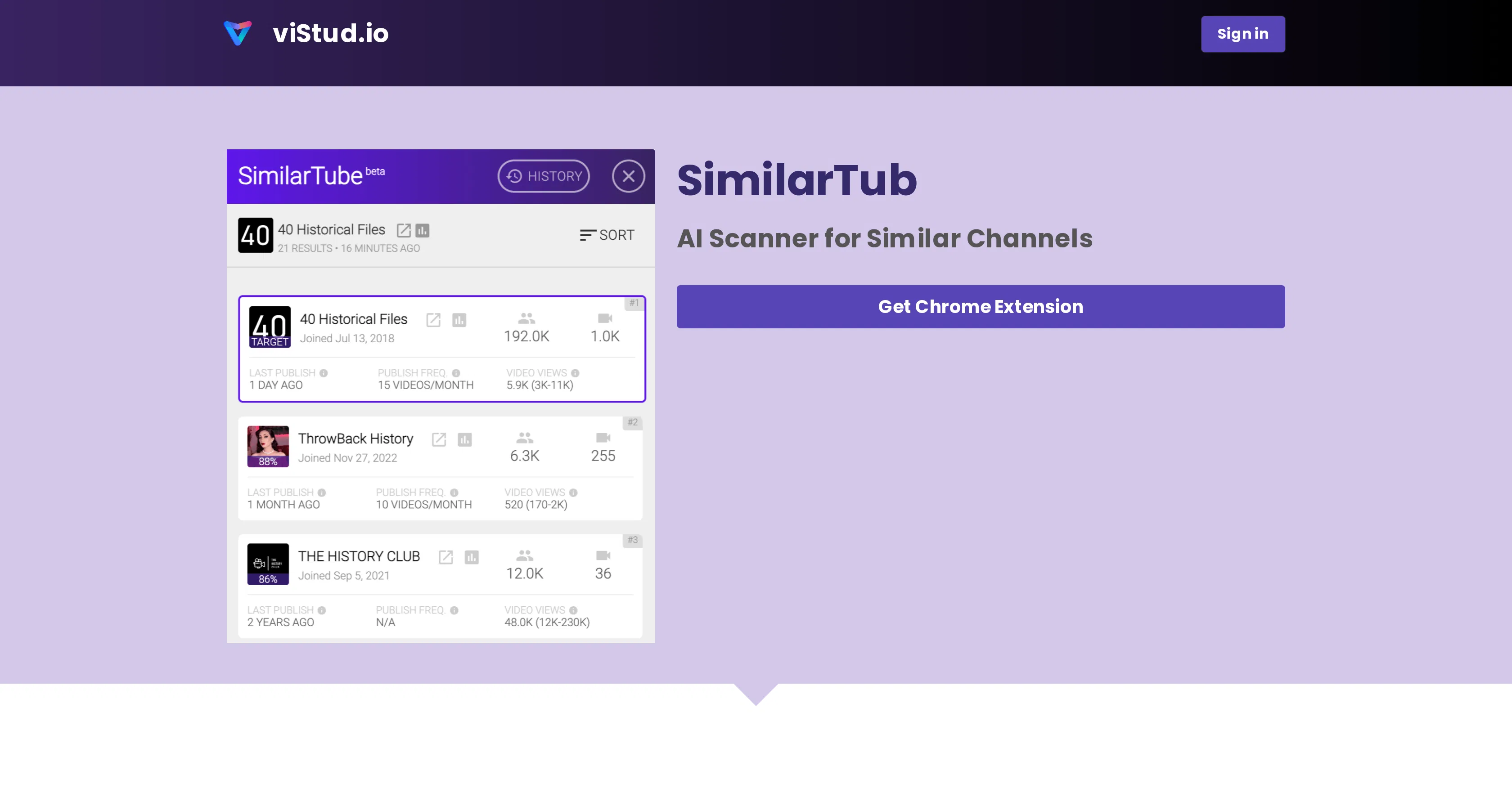 SimilarTube screenshot