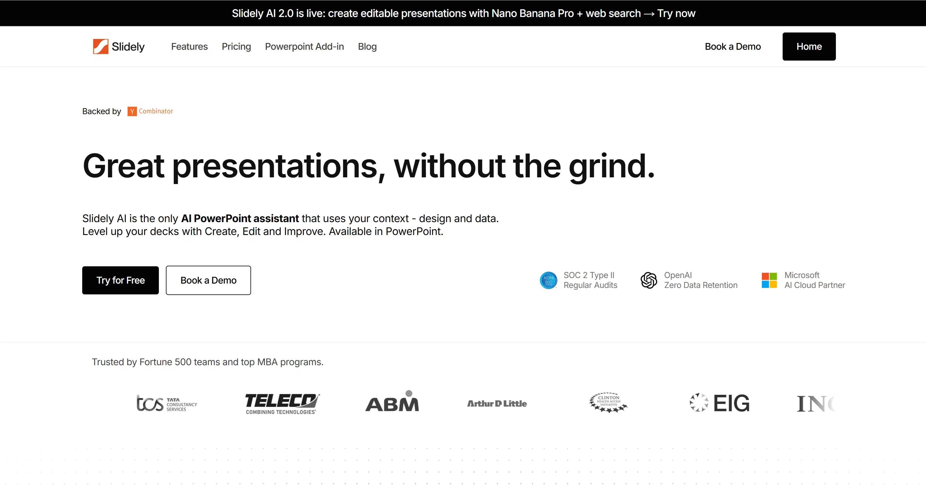 Slidely AI (backed by YC) screenshot