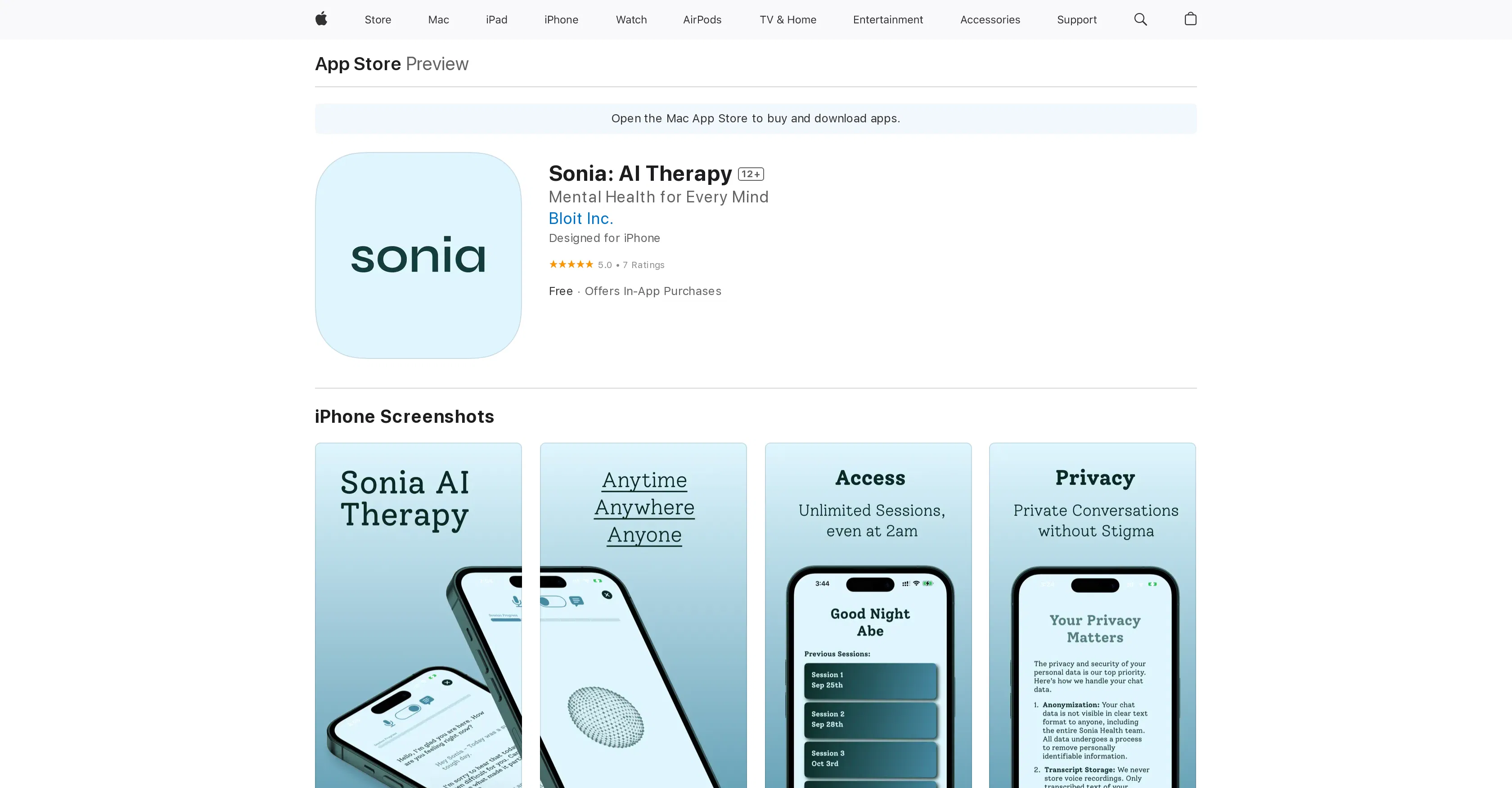 Sonia: AI Therapy screenshot