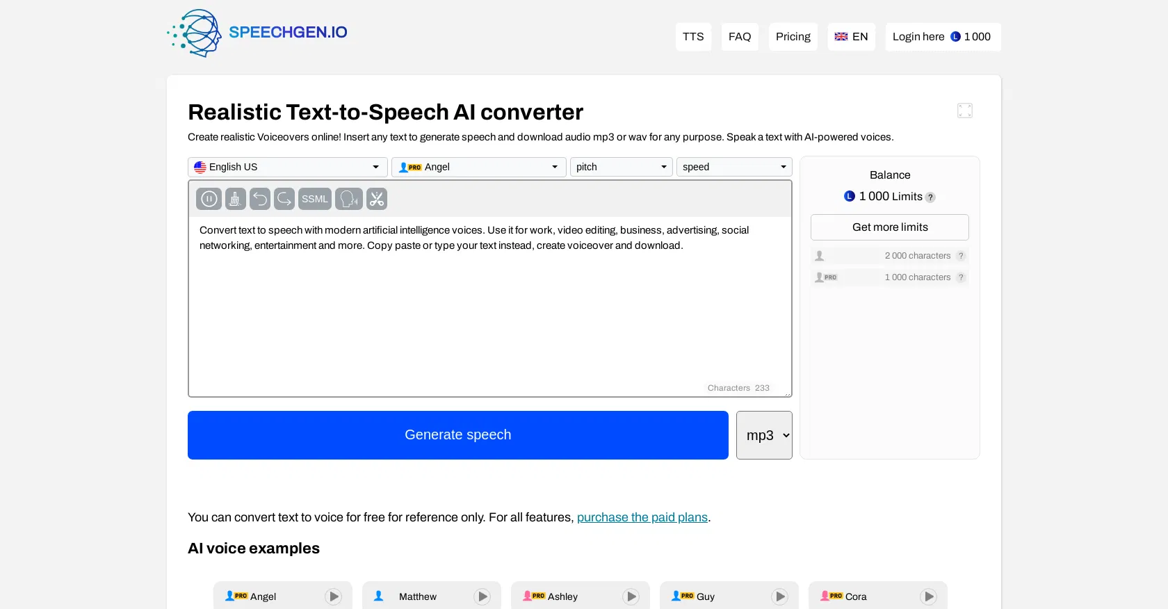 SpeechGen screenshot