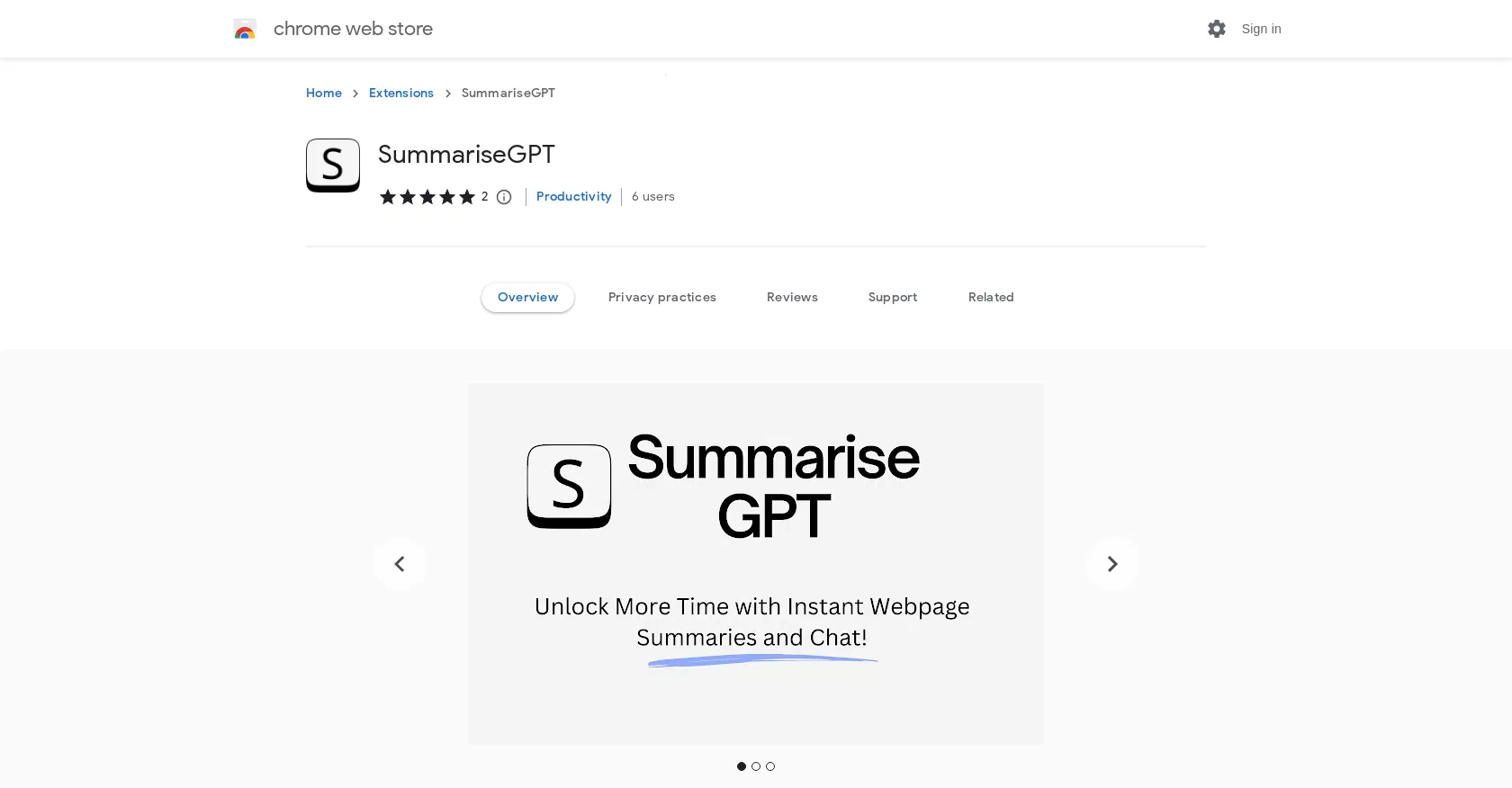 SummariseGPT screenshot