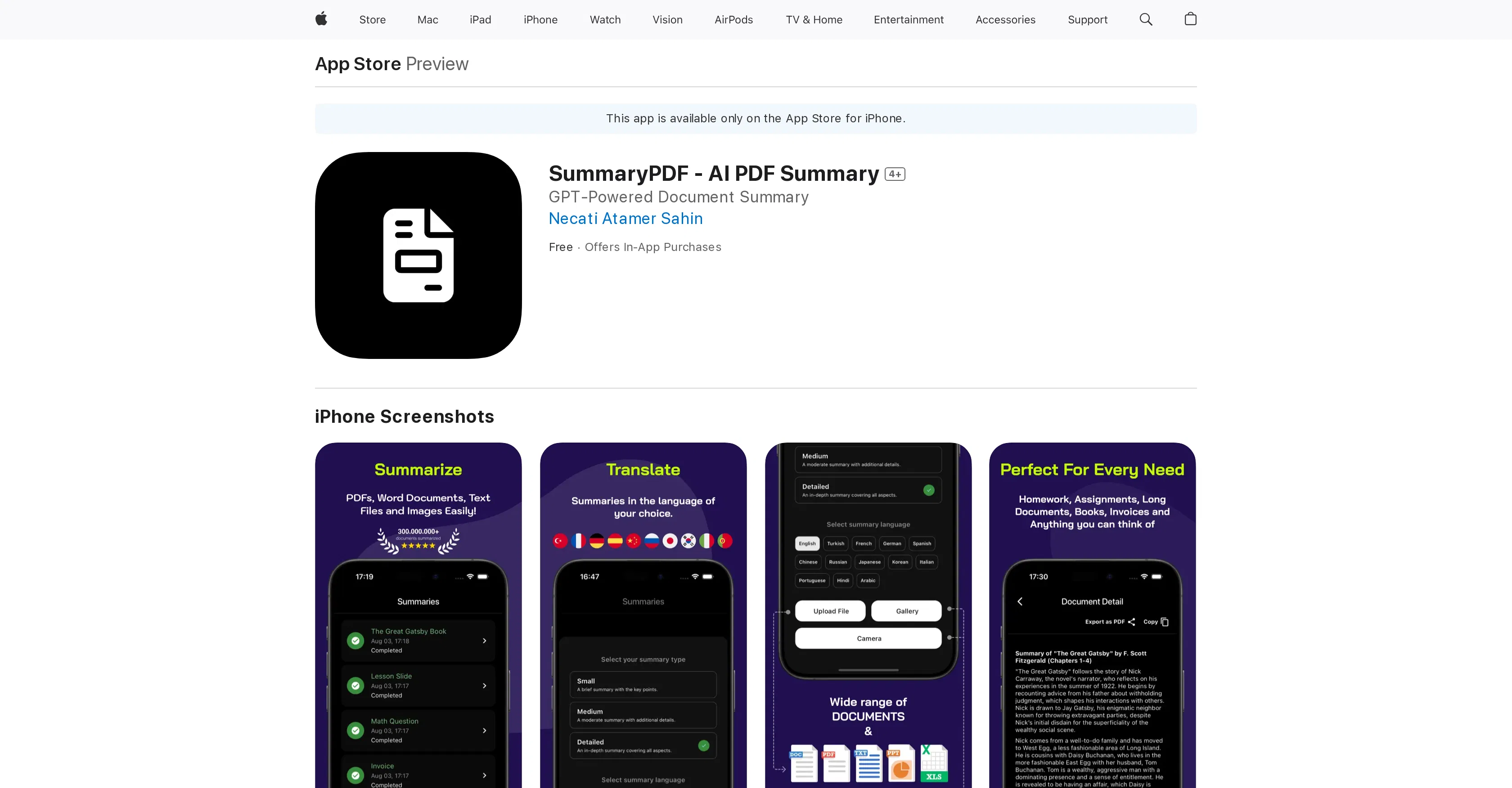 SummaryPDF screenshot