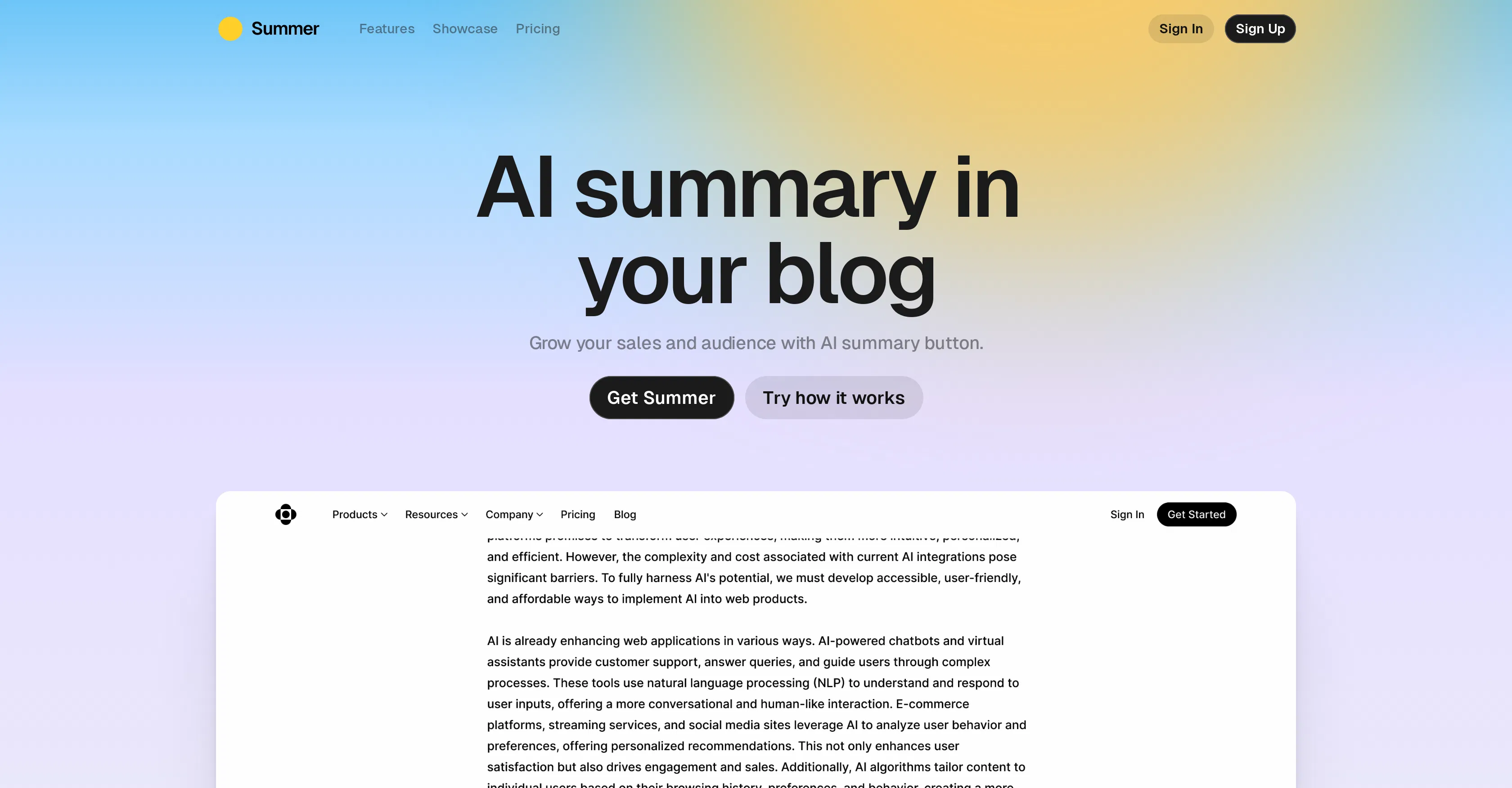 Summer AI screenshot