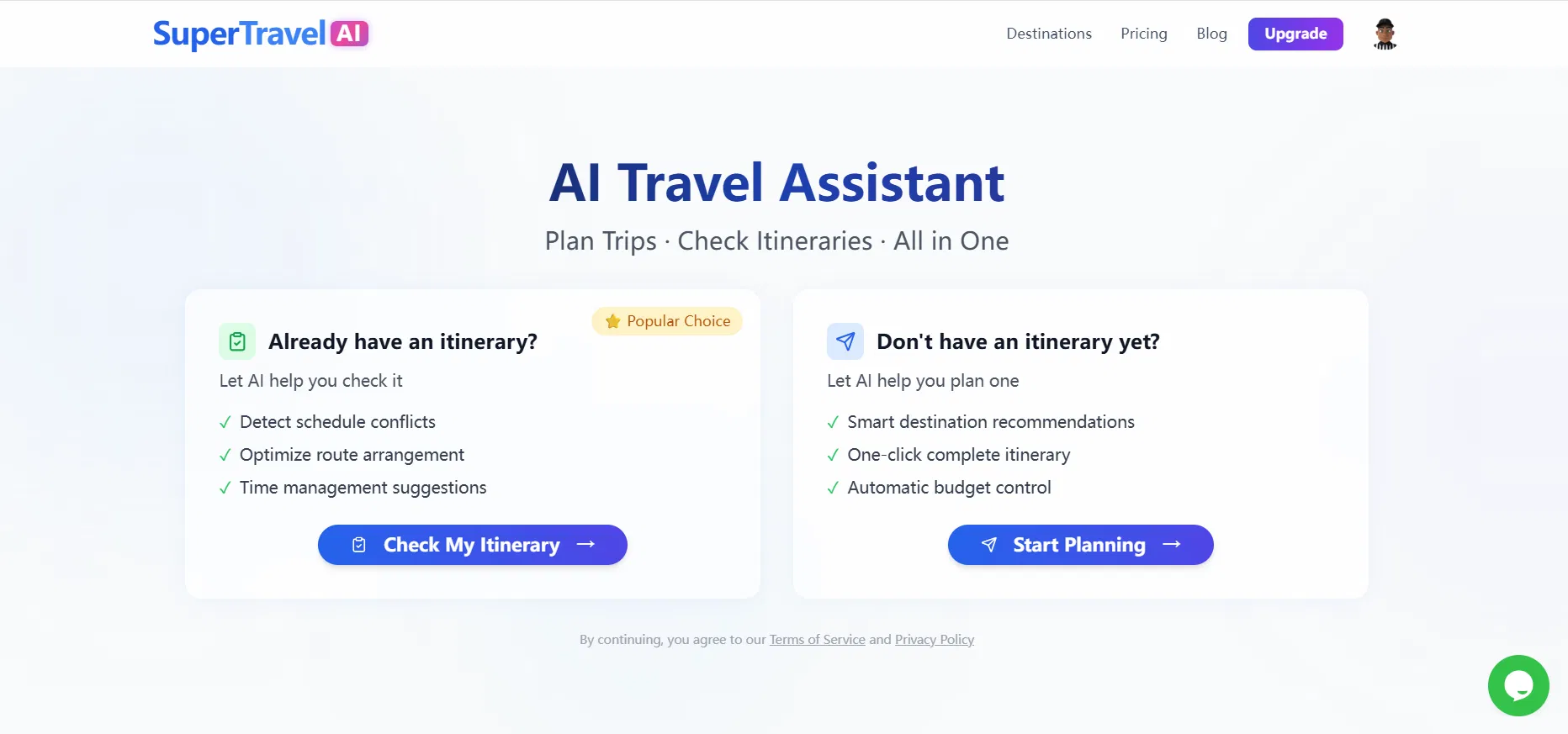 SuperTravel AI Trip Planner screenshot