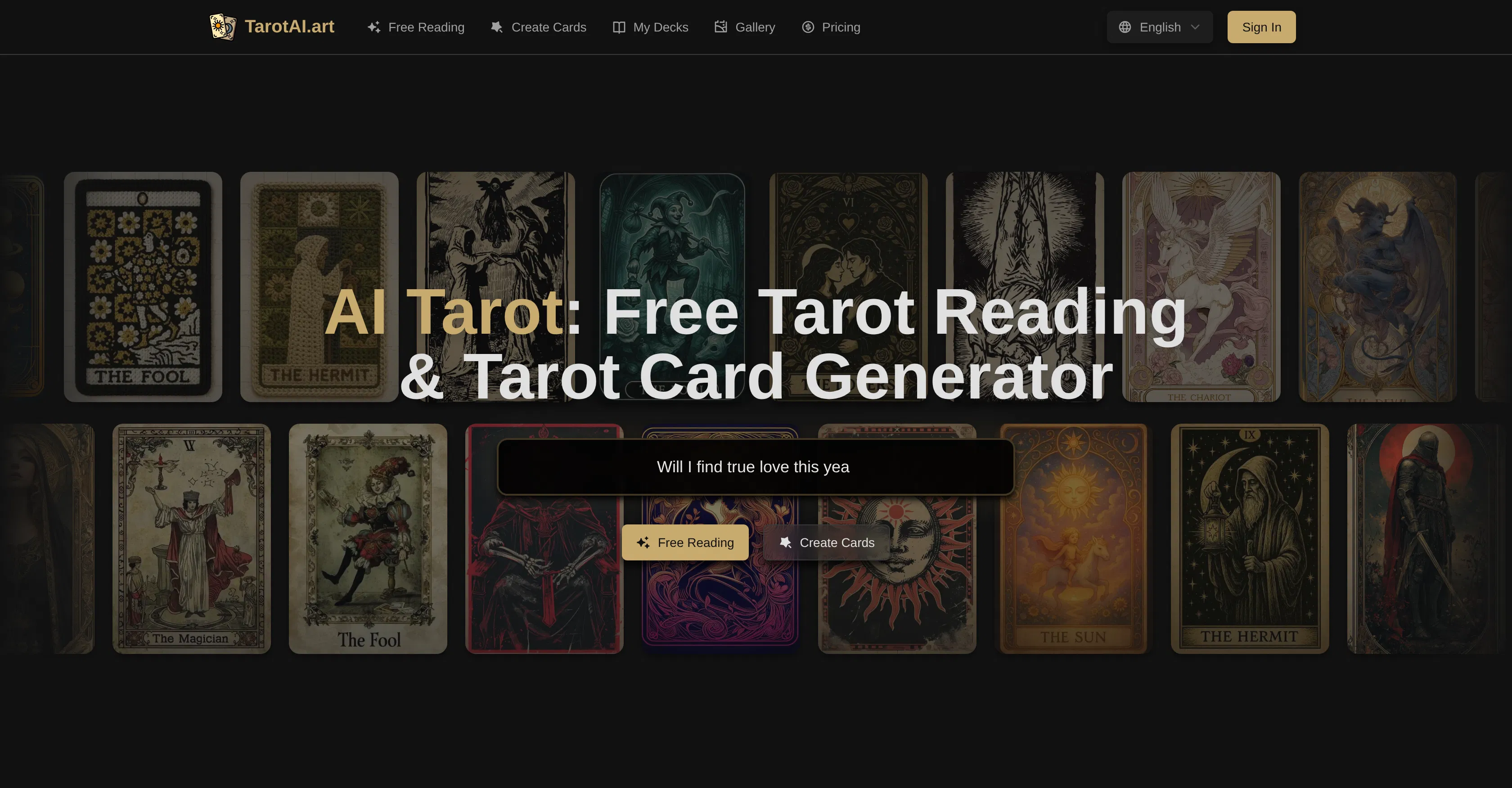 TarotAI.art screenshot