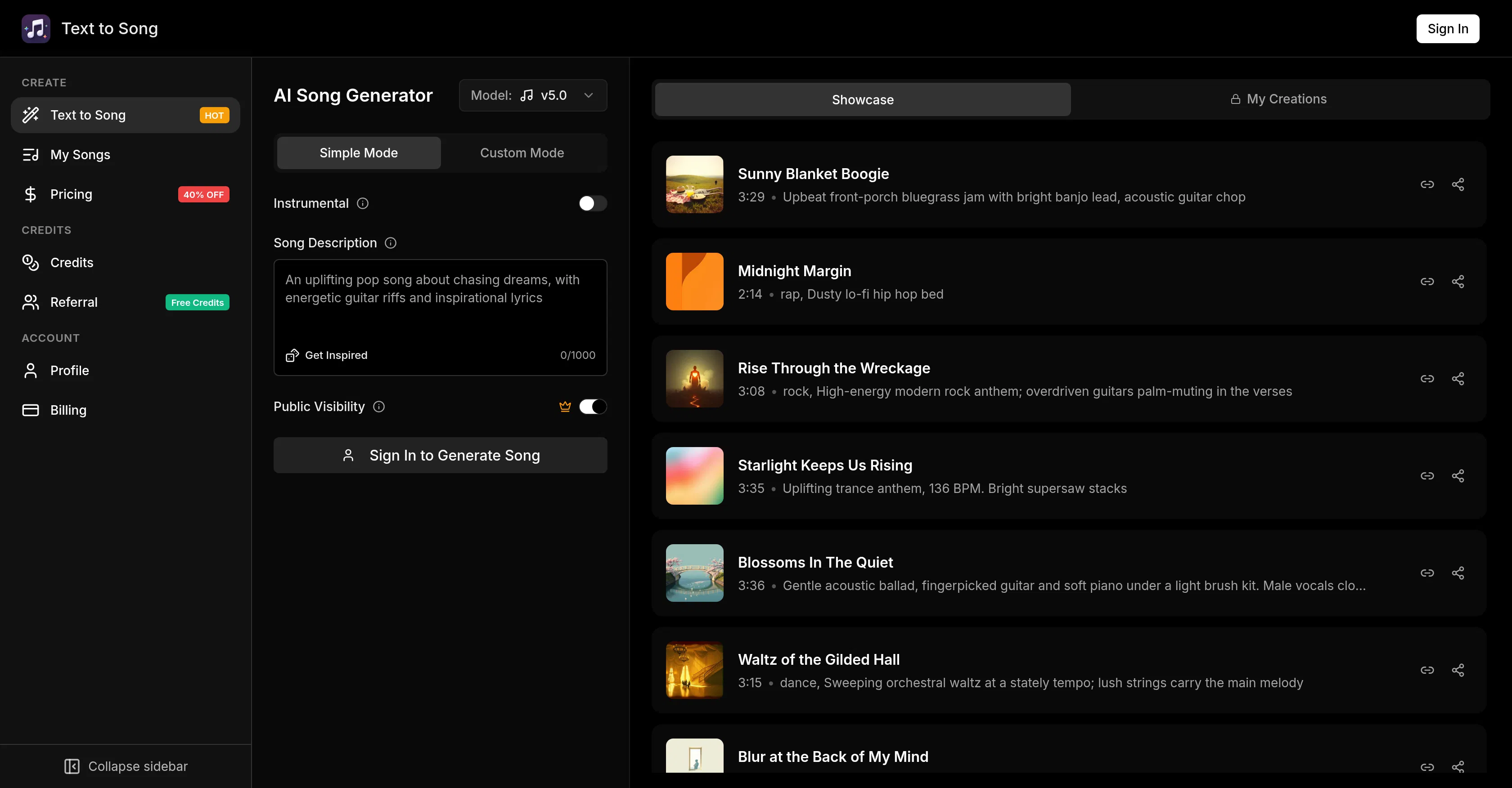 Text to Song AI screenshot
