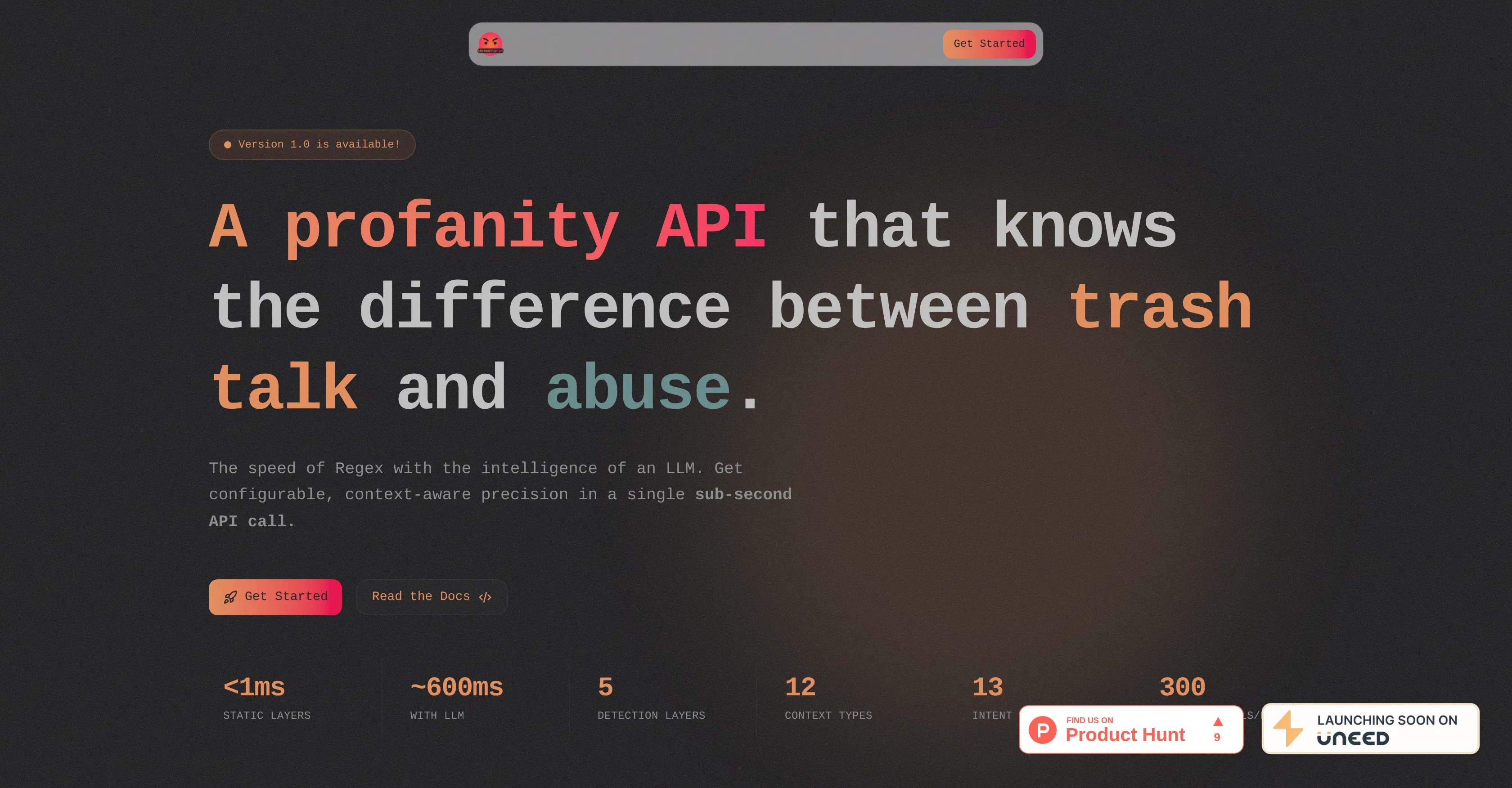 The Profanity API screenshot