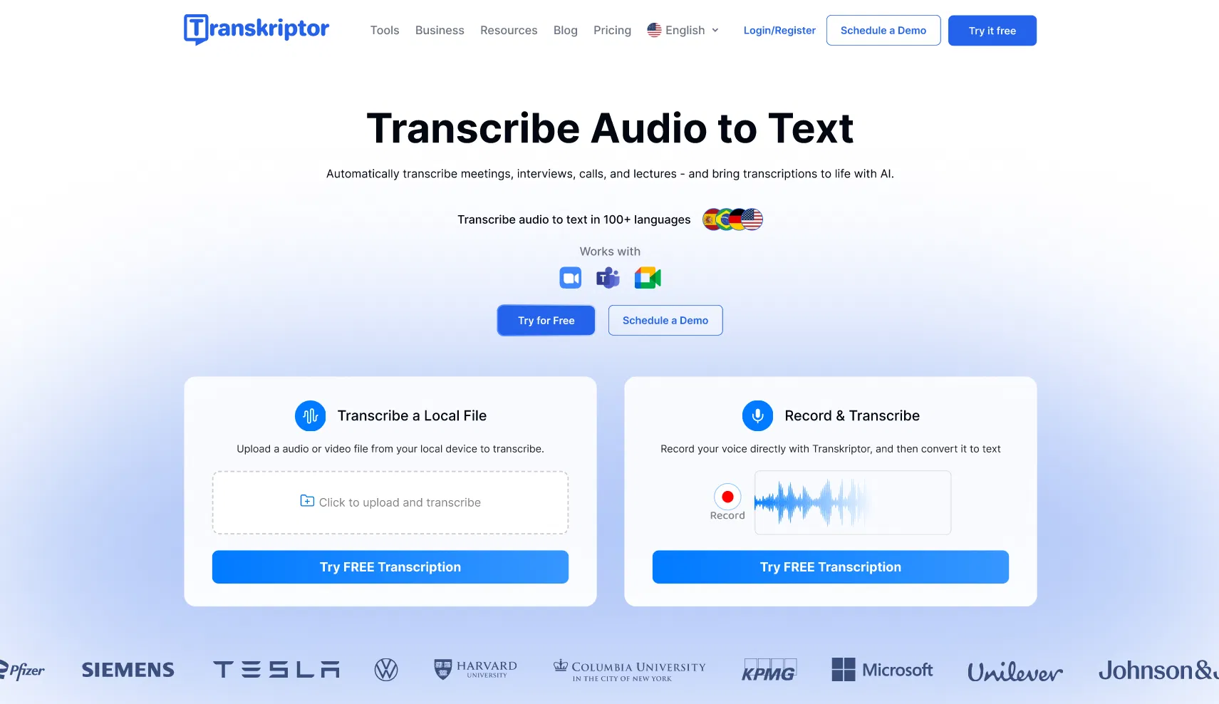 Transkriptor screenshot