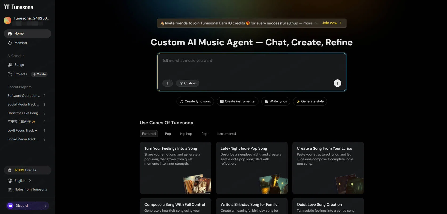 Tunesona AI Music Agent screenshot