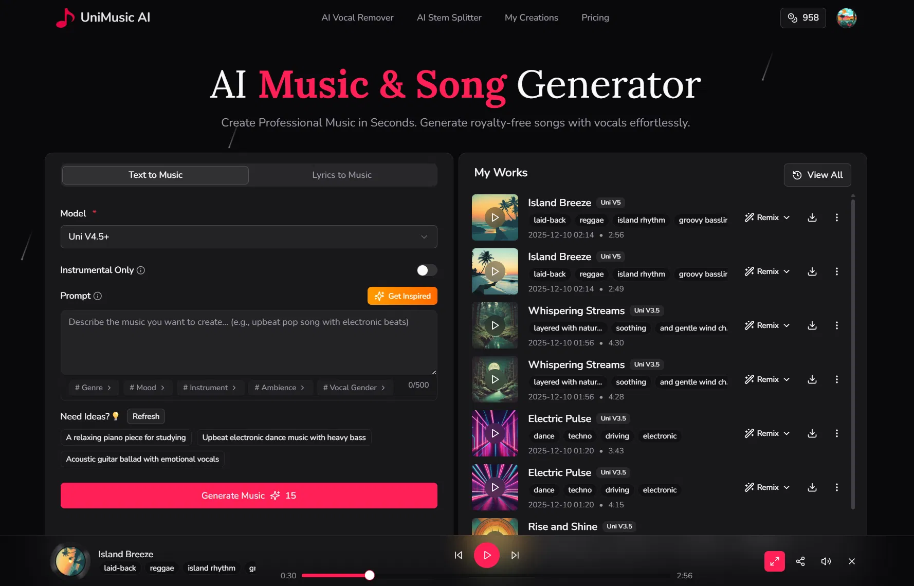 UniMusic AI screenshot