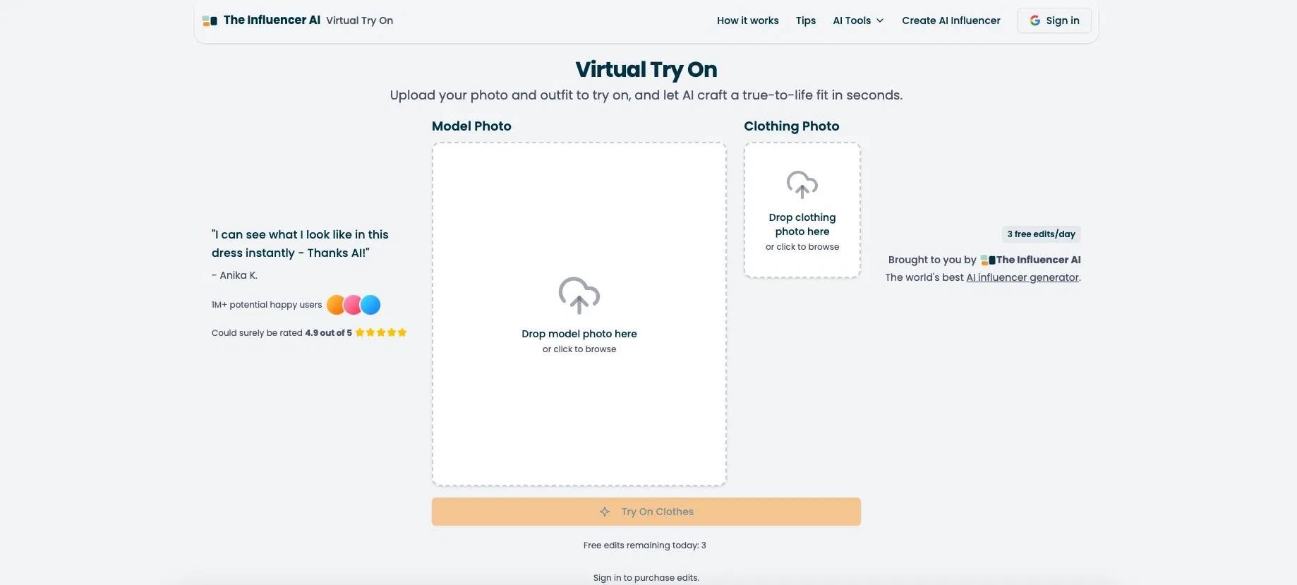 Virtual Try On by The Influencer AI screenshot