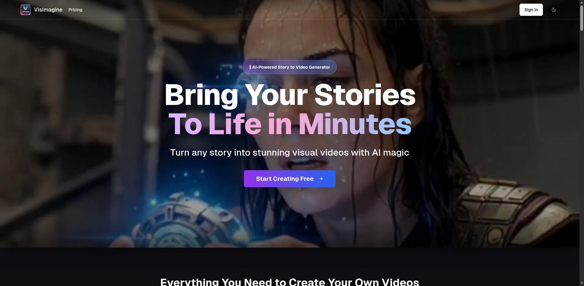 VisImagine - AI VIdeo Creation Platform screenshot