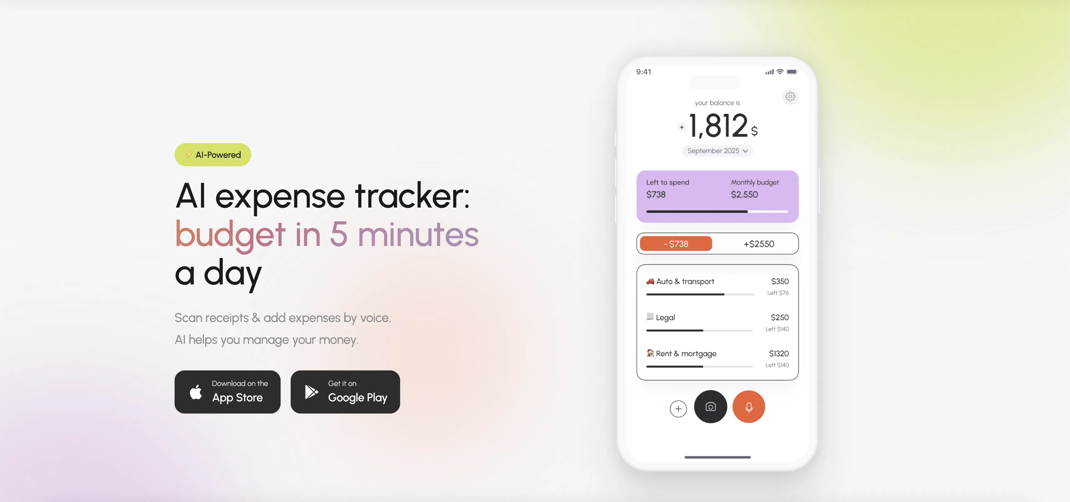 Vossa: AI expense tracker screenshot