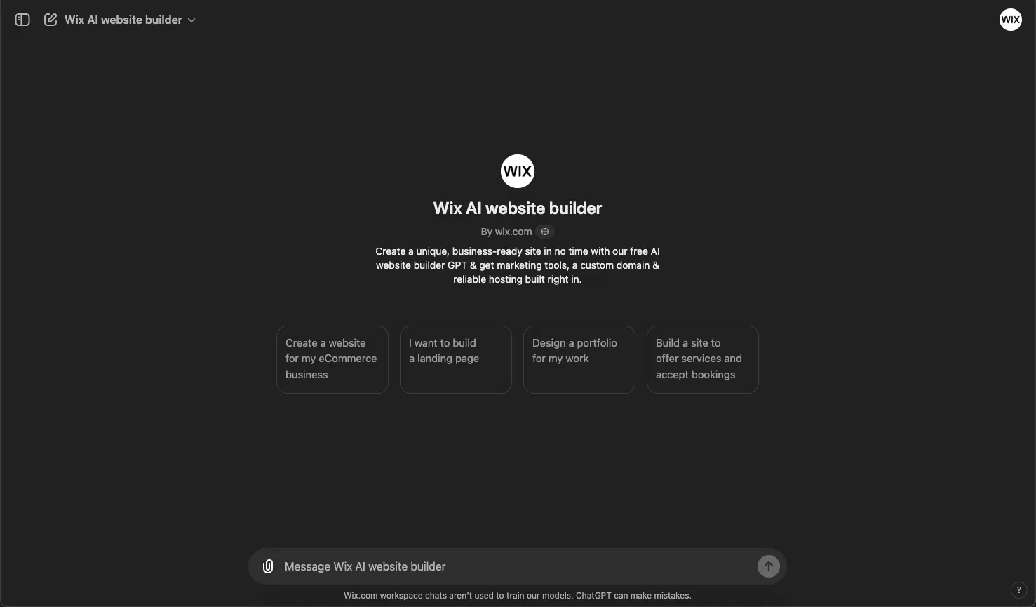 Wix AI Website Builder screenshot