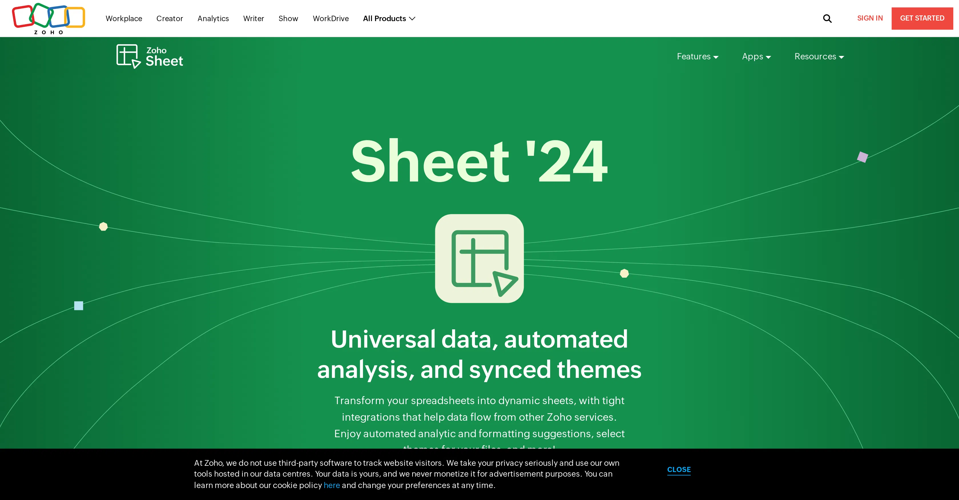 Zoho Sheet screenshot